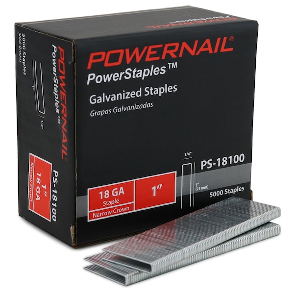 POWERNAIL 1 in x 1/4 in Staples 18 ga Galvanized Steel PS18100
